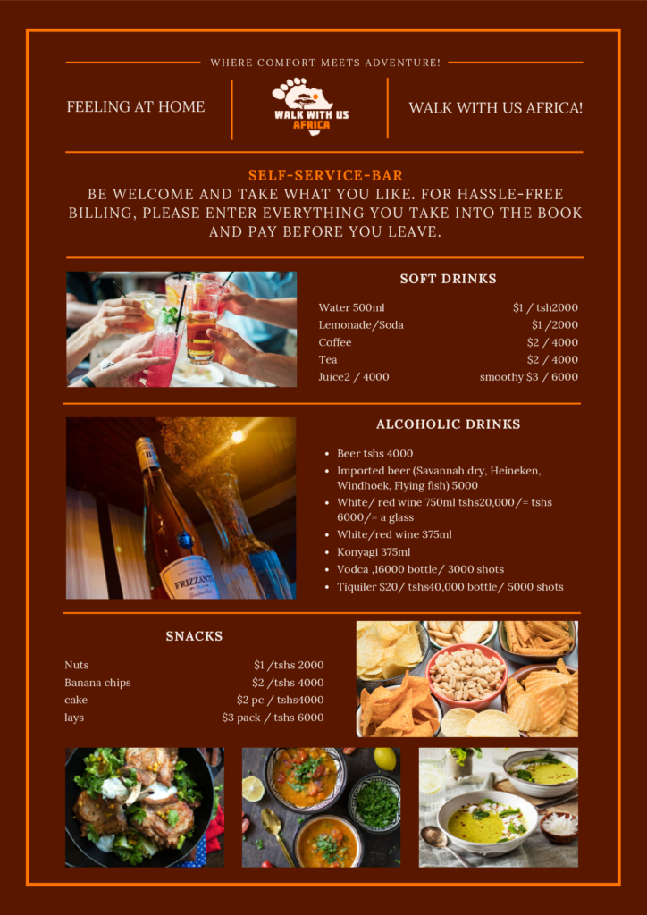 Walk With Us Africa -Food Menu 2 of 2